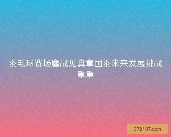 羽毛球赛场鏖战见真章国羽未来发展挑战重重